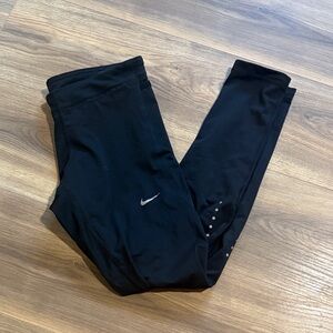 Nike Kids Black Leggings with White Logo